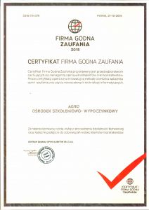 Certyfikat - firma godna zaufania